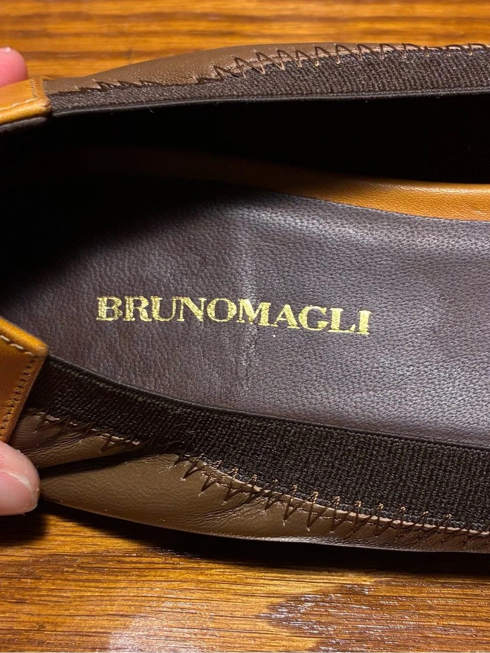 Bruno Magli ITALY MADE Cap Toe Ballet Flats Brown Mustard Leather EU 37.5 US 7